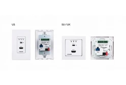 Kramer WP-20CT/US-D(W/B) Передатчик HDMI/USB-C с автоматическим переключением и RS-232 по витой паре HDBaseT, деэмбедиование аудио, возможность зарядки по USB-C до 60 Вт; поддержка 4К60 4:2:0